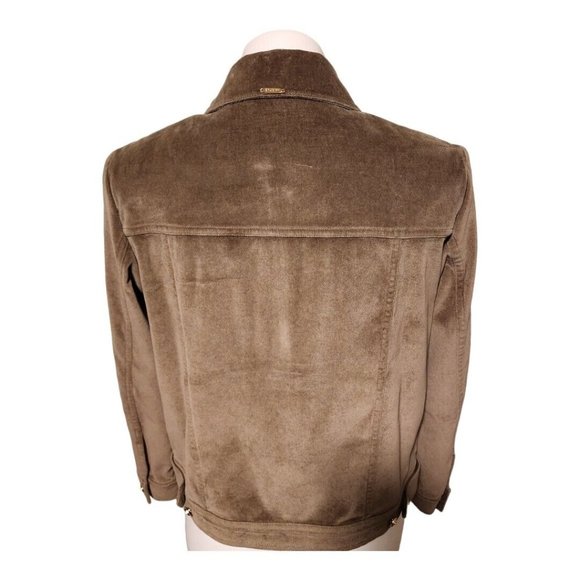 St. John Sport by Marie Gray Brown Microsuede Cropped VTG Y2K Jacket Size Small - Picture 2 of 12